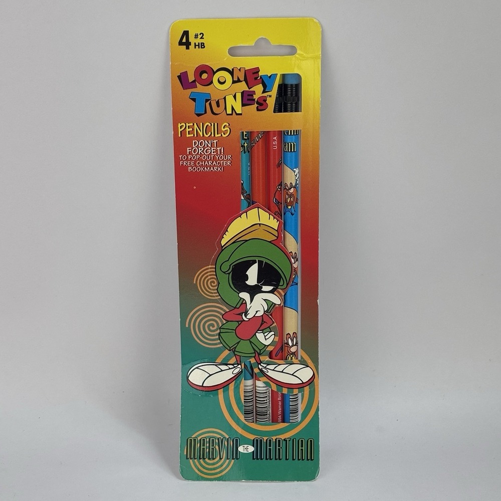 NEW Vintage 1996 Dixon Looney Tunes Pencils Marvin Martian Wiley Coyote Taz